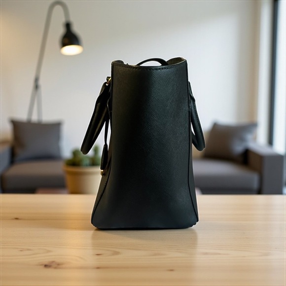 Michael Kors Black Saffiano Leather East West Tote Bag Handbag Large - Picture 4 of 10